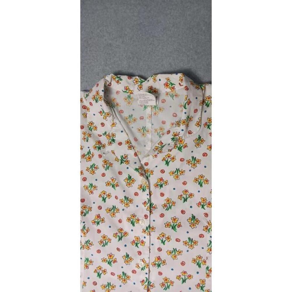 Bobbie Brooks Sleeveless Button Up Blouse Womens Size XL White Floral And Swirls - Picture 4 of 11